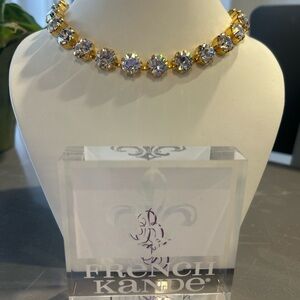 French Kande “Genevieve” 24k Gold Clad Crystal Choker Necklace 18”